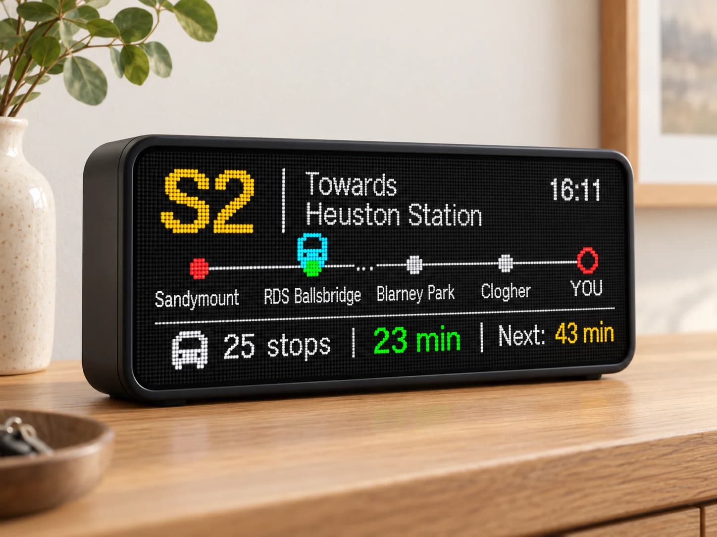 RideDot Home transit display concept
